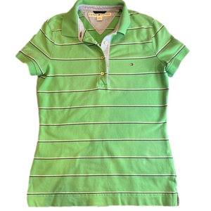 Tommy Hilfiger Womens Striped Short Sleeved Polo shirt Size S Green